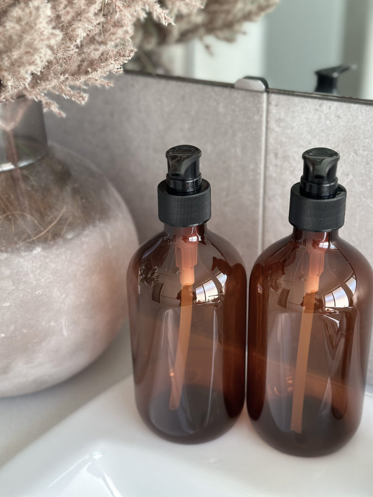 Amber Pump Bottle Set - BHM Home