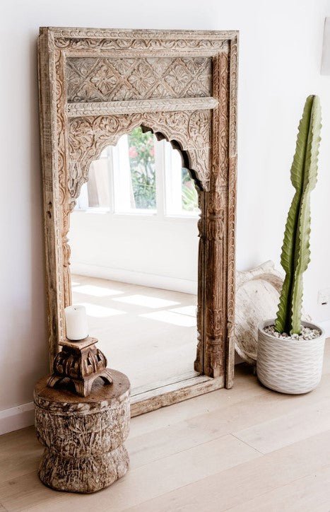 Antique Whitewash Arch Mirror - BHM Home