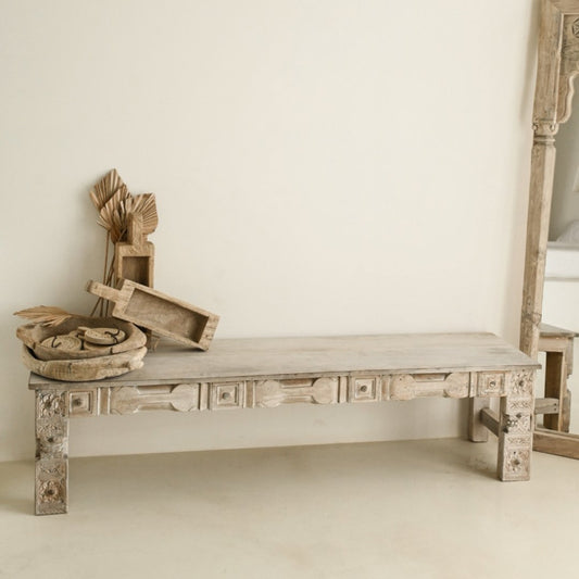 Bleach Carved Panel Bench - BHM HomeBench and Stools