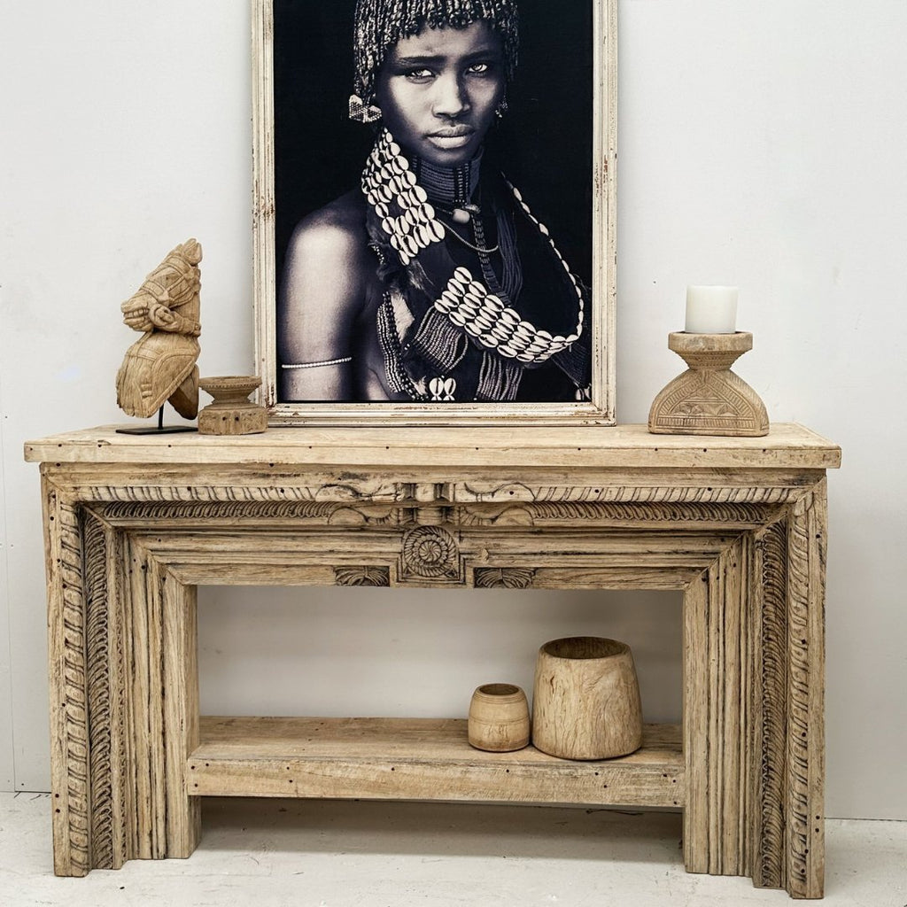 Carved Bleach Console - BHM Home