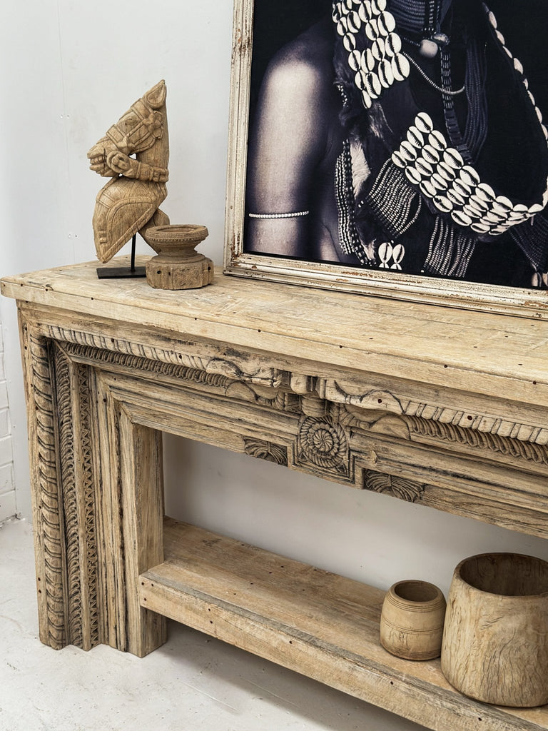 Carved Bleach Console - BHM Home