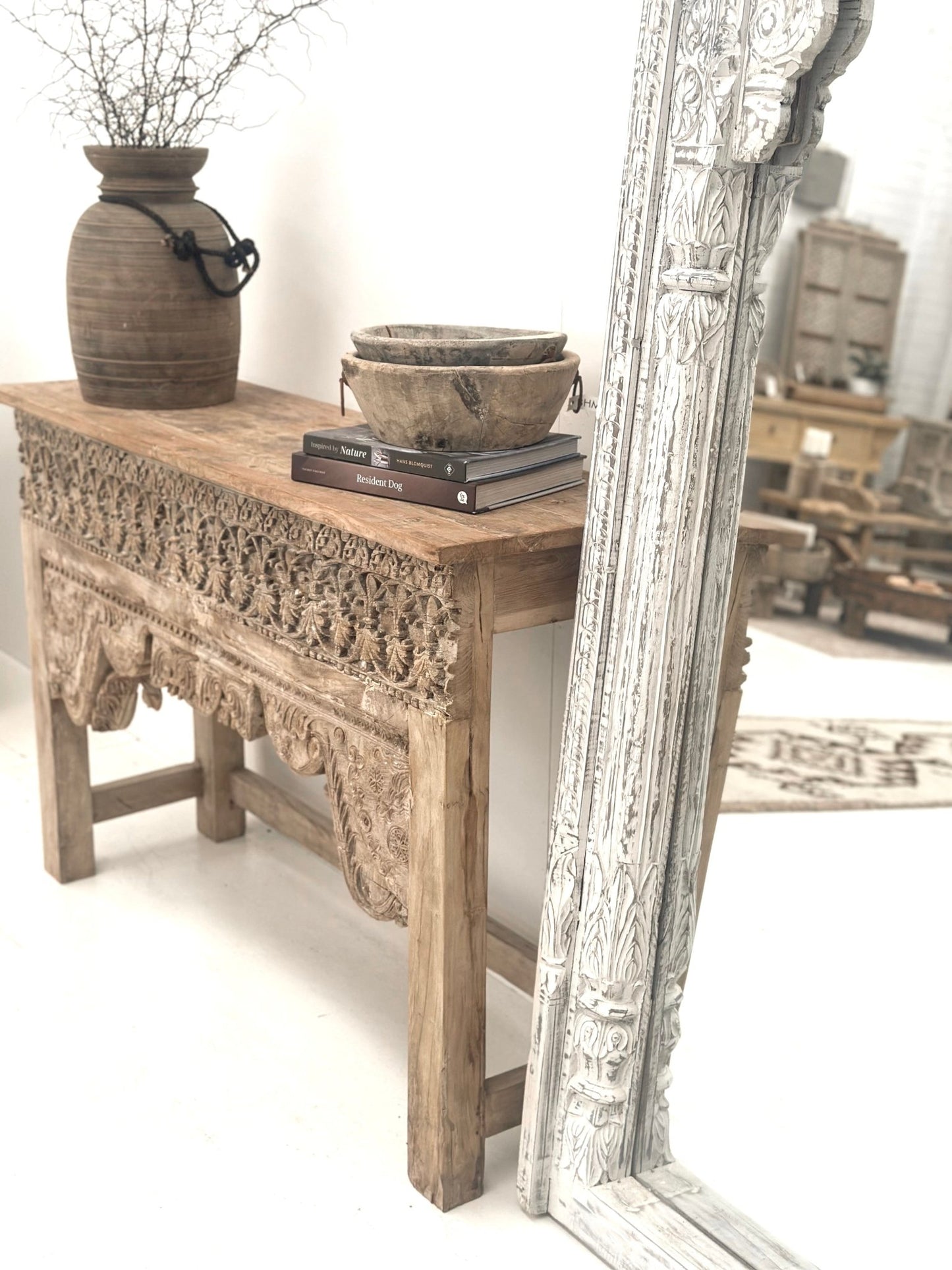 Carved Mirror Whitewash - BHM Home