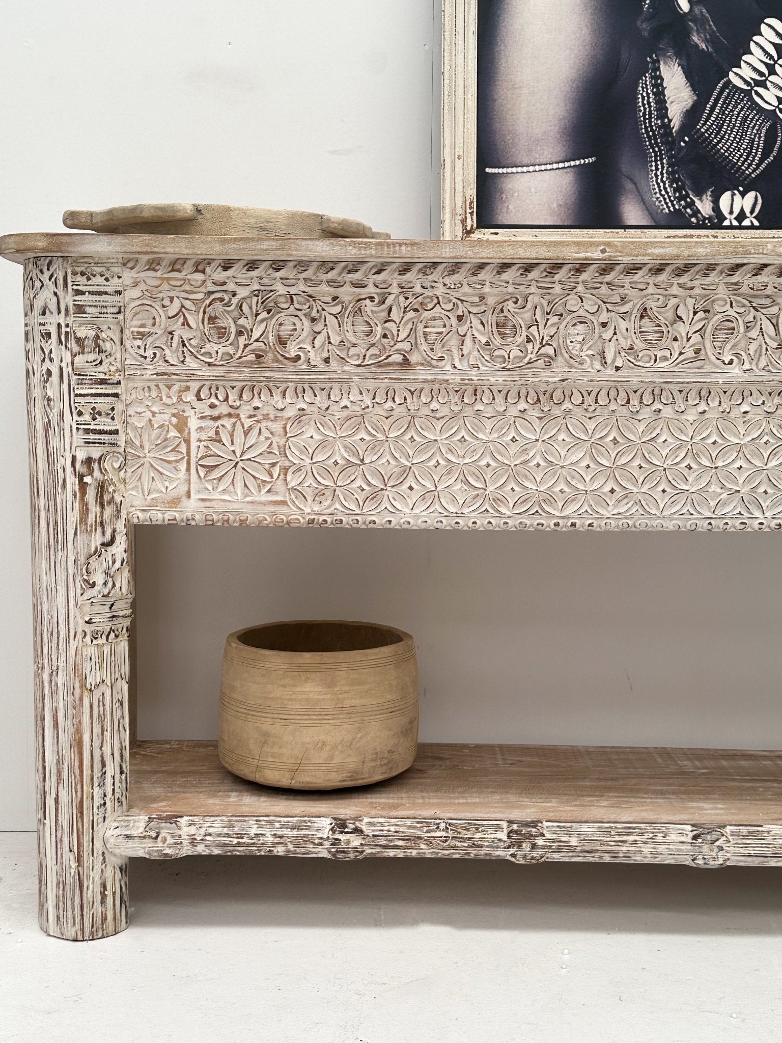 Carved Wooden Console - BHM Home