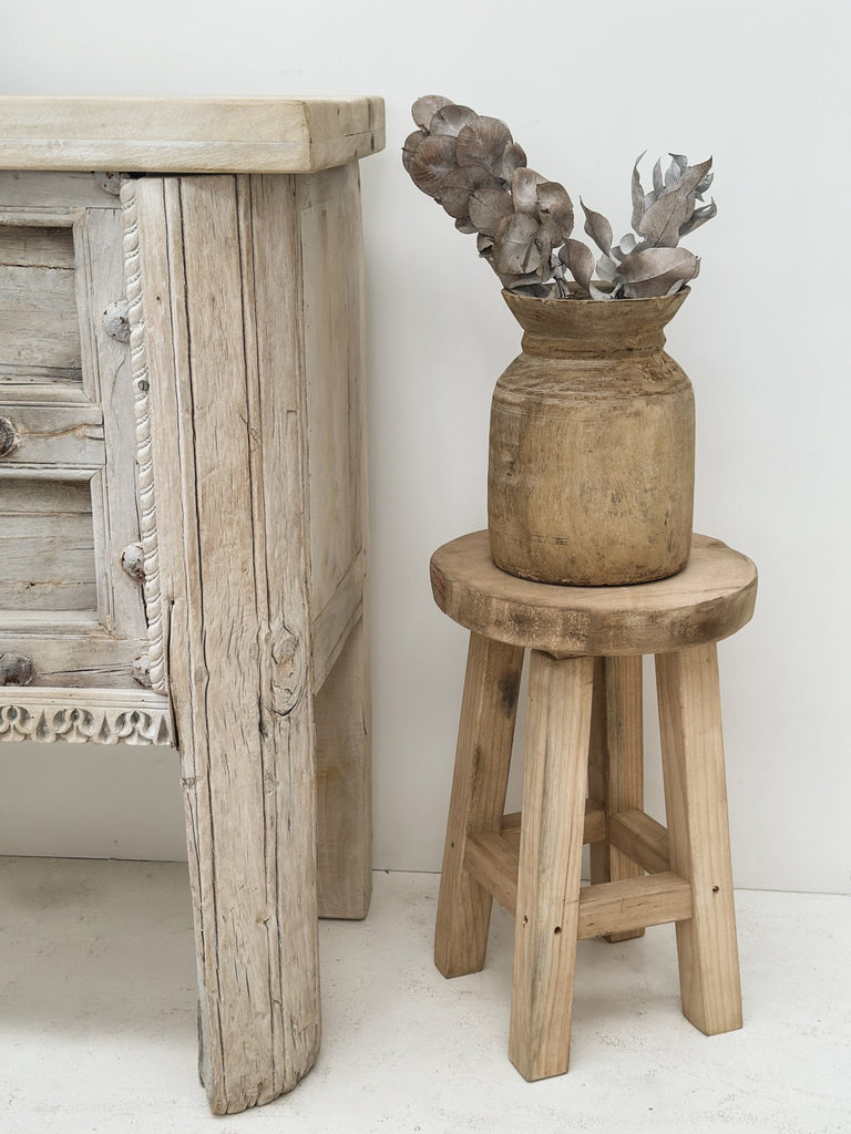 Rustic Round Stool - Bleach - BHM HomeBench and Stools