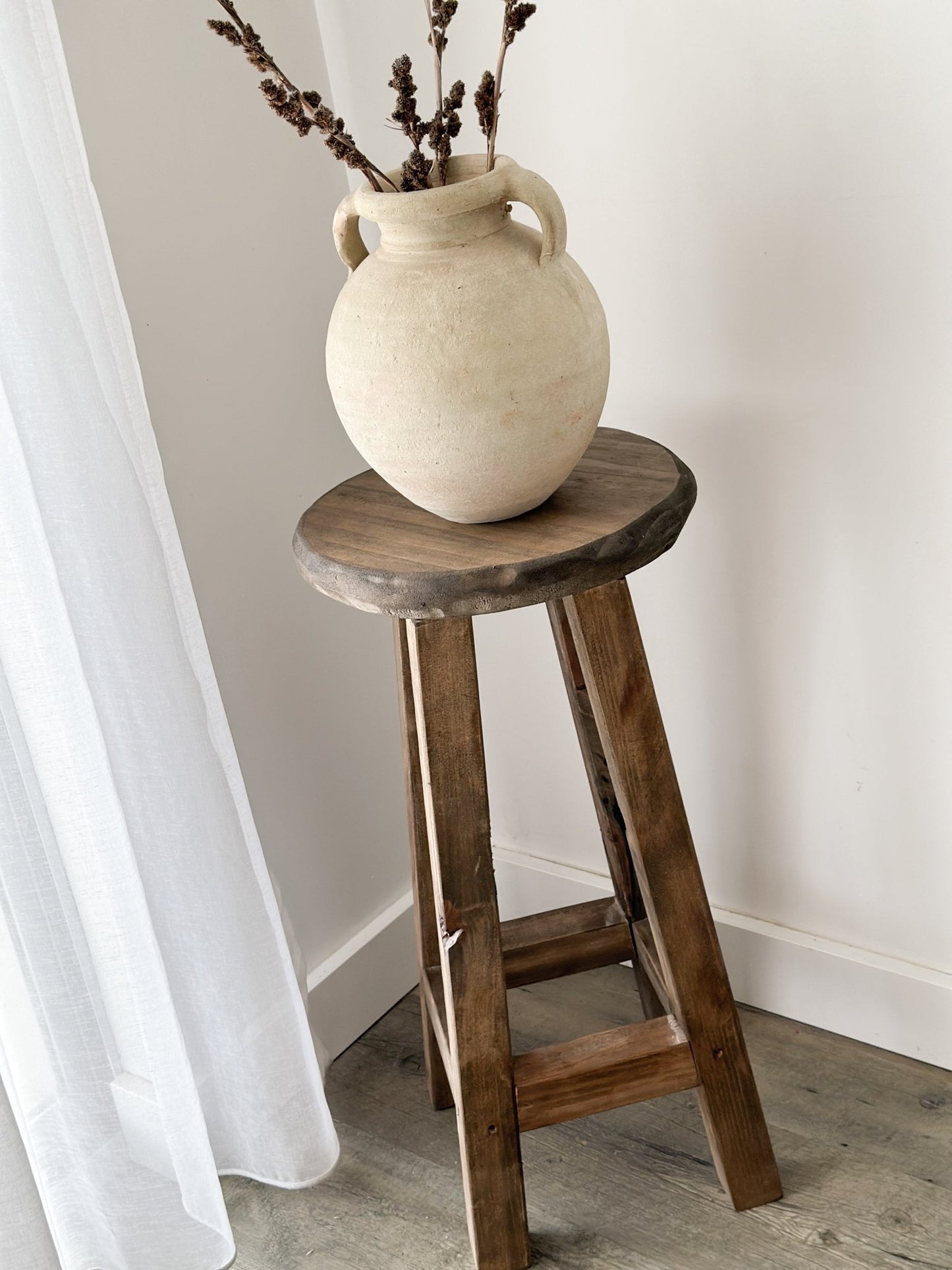 Rustic Stool, Vase & Foliage Bundle - BHM HomeBench and Stools