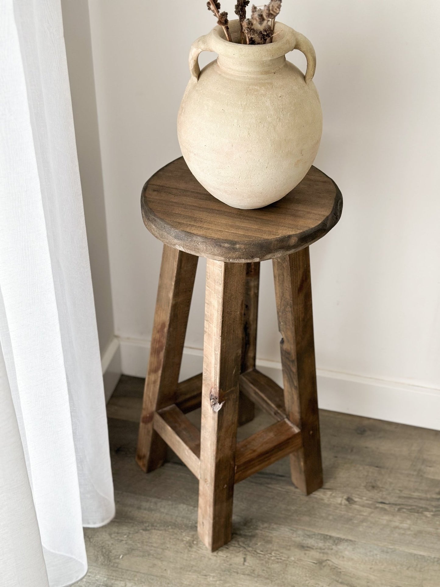 Rustic Stool, Vase & Foliage Bundle - BHM HomeBench and Stools