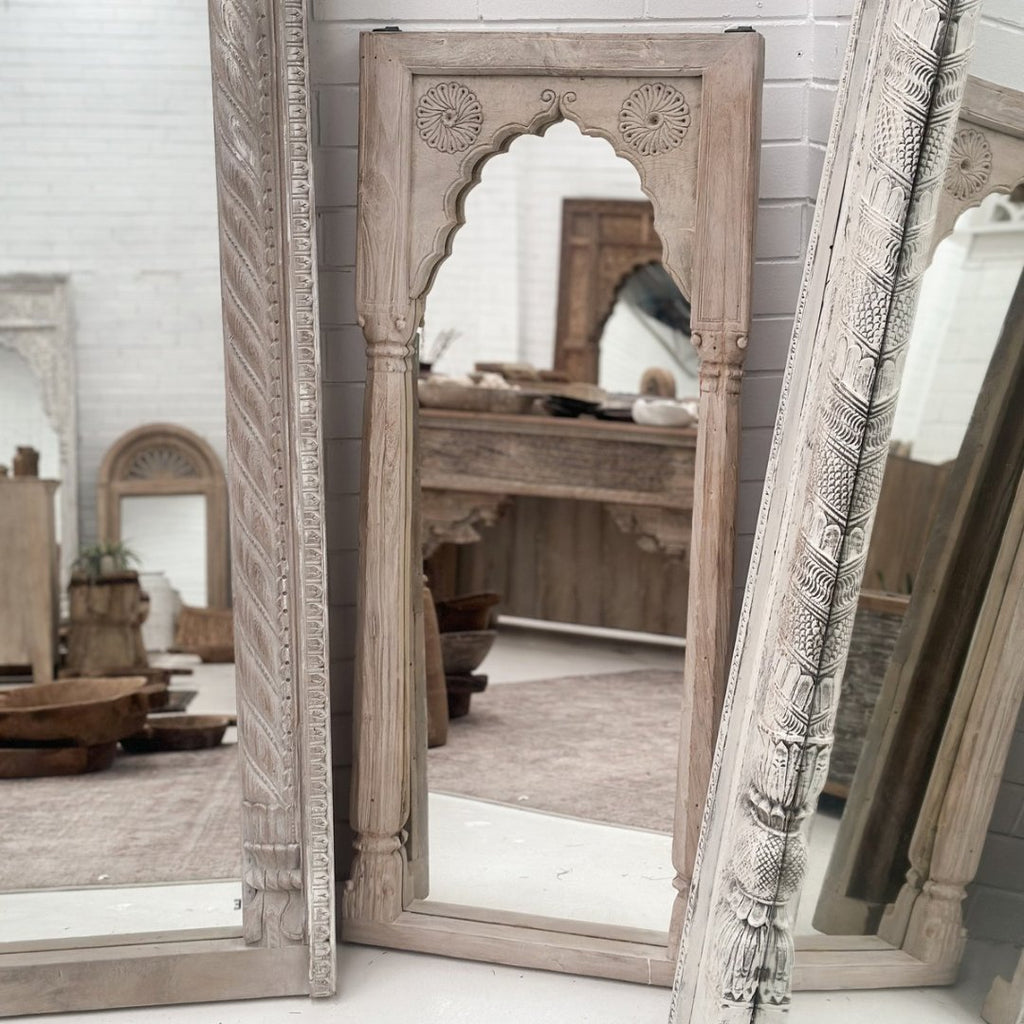 Vintage Window Frame Mirror | Chalky Bleach - BHM Home