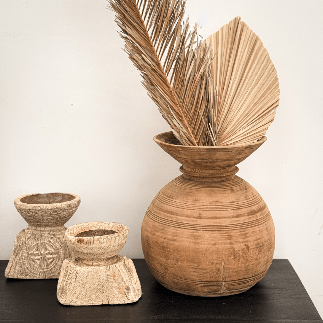 Vintage Wooden Pot | Natural - BHM HomePots and Vases