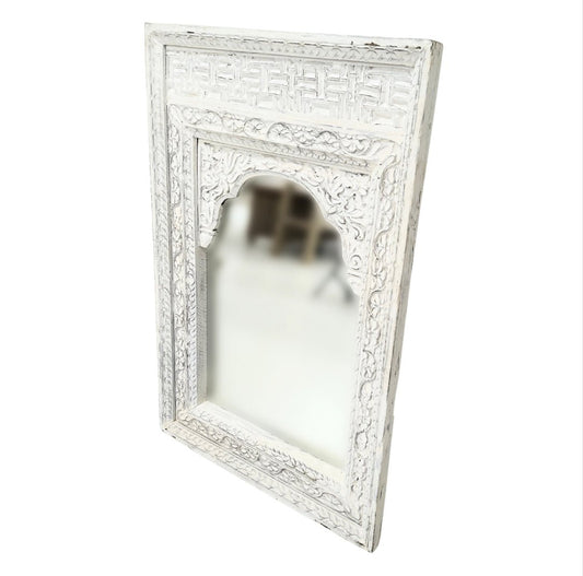 White Carved Mirror - BHM Home