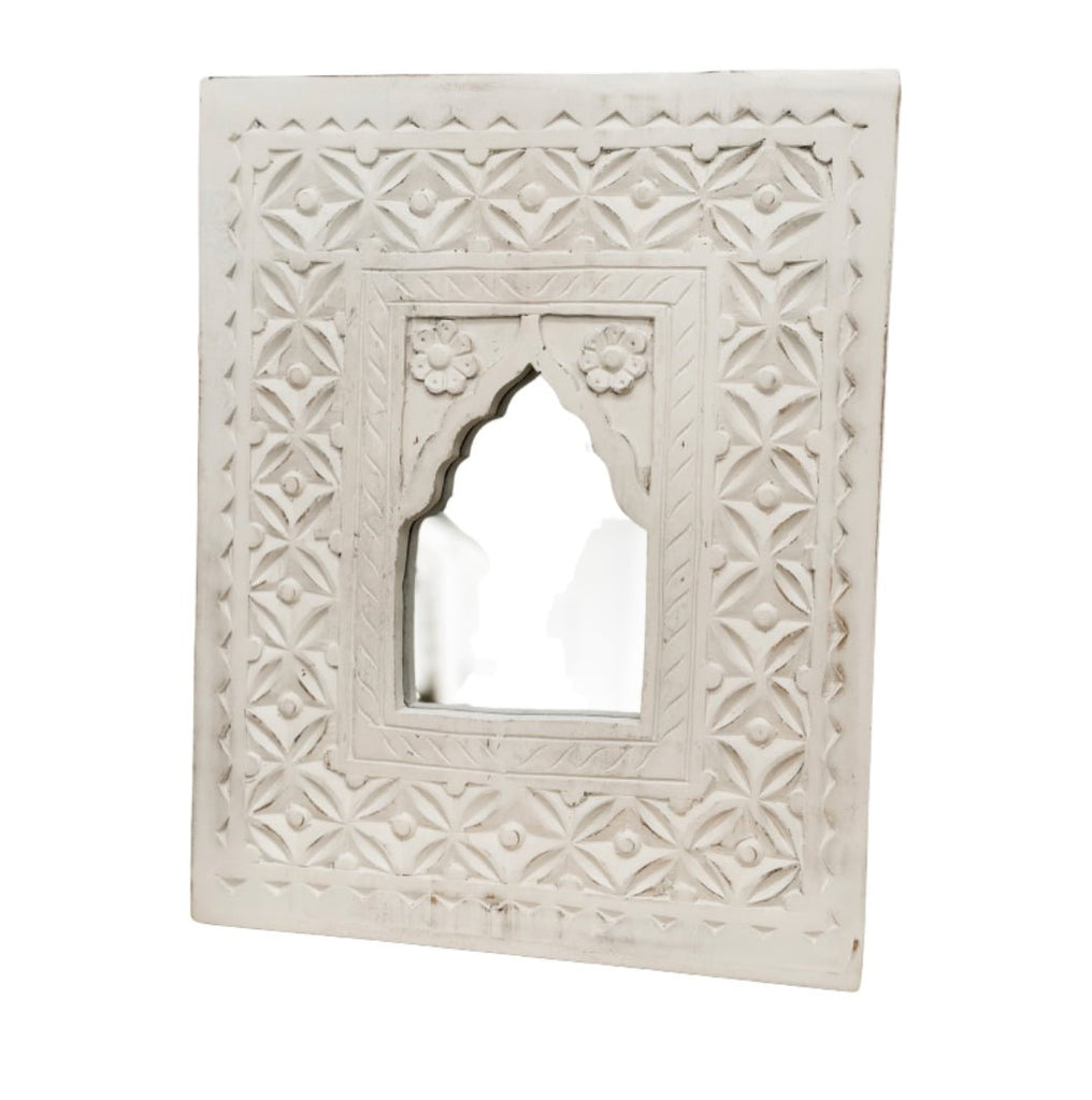 Whitewash Carved Mirror - BHM Home