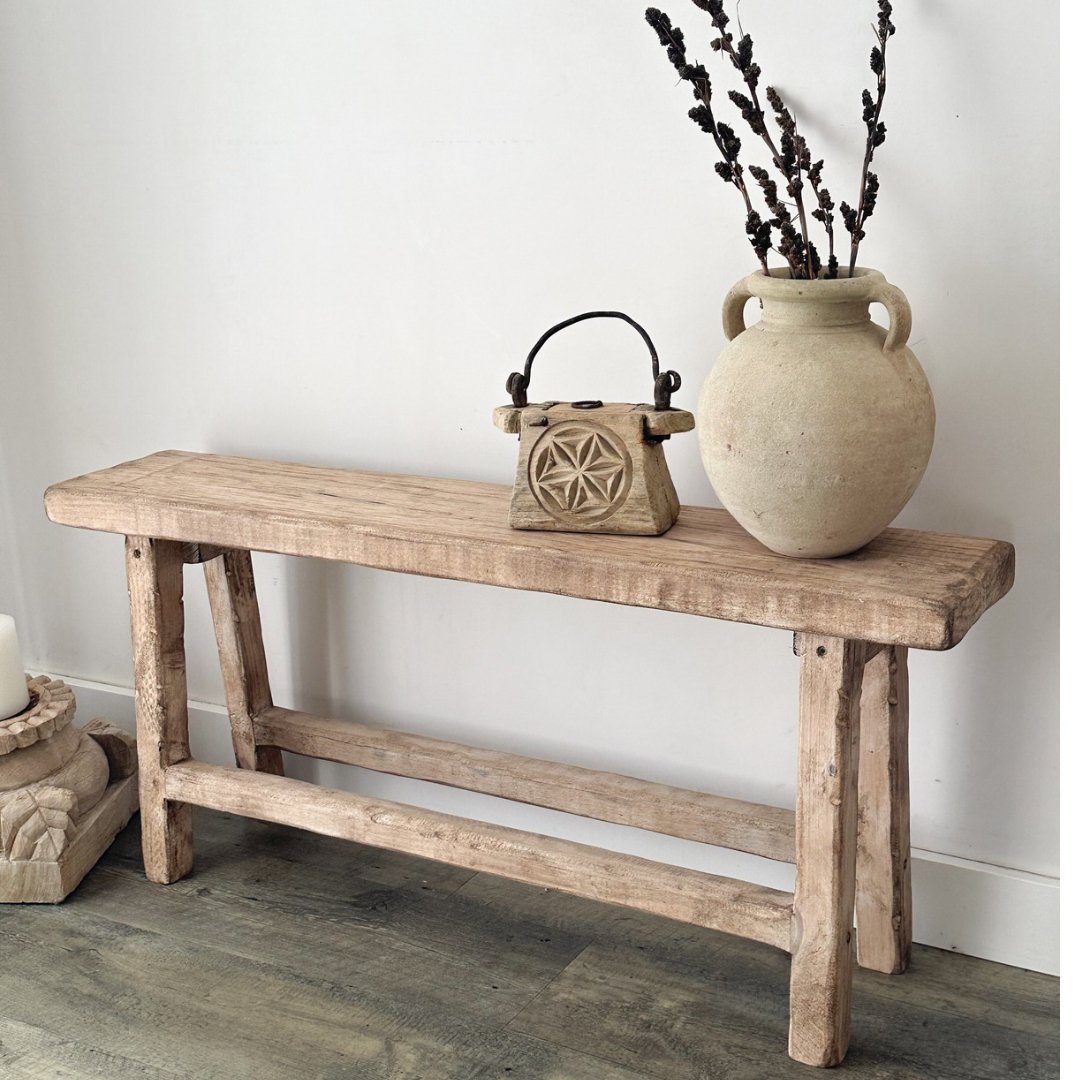 Whitewash Wooden Bench - BHM Home