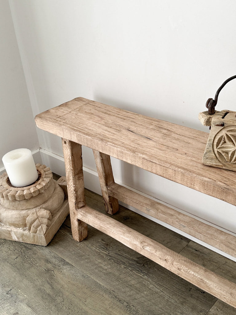 Whitewash Wooden Bench - BHM Home