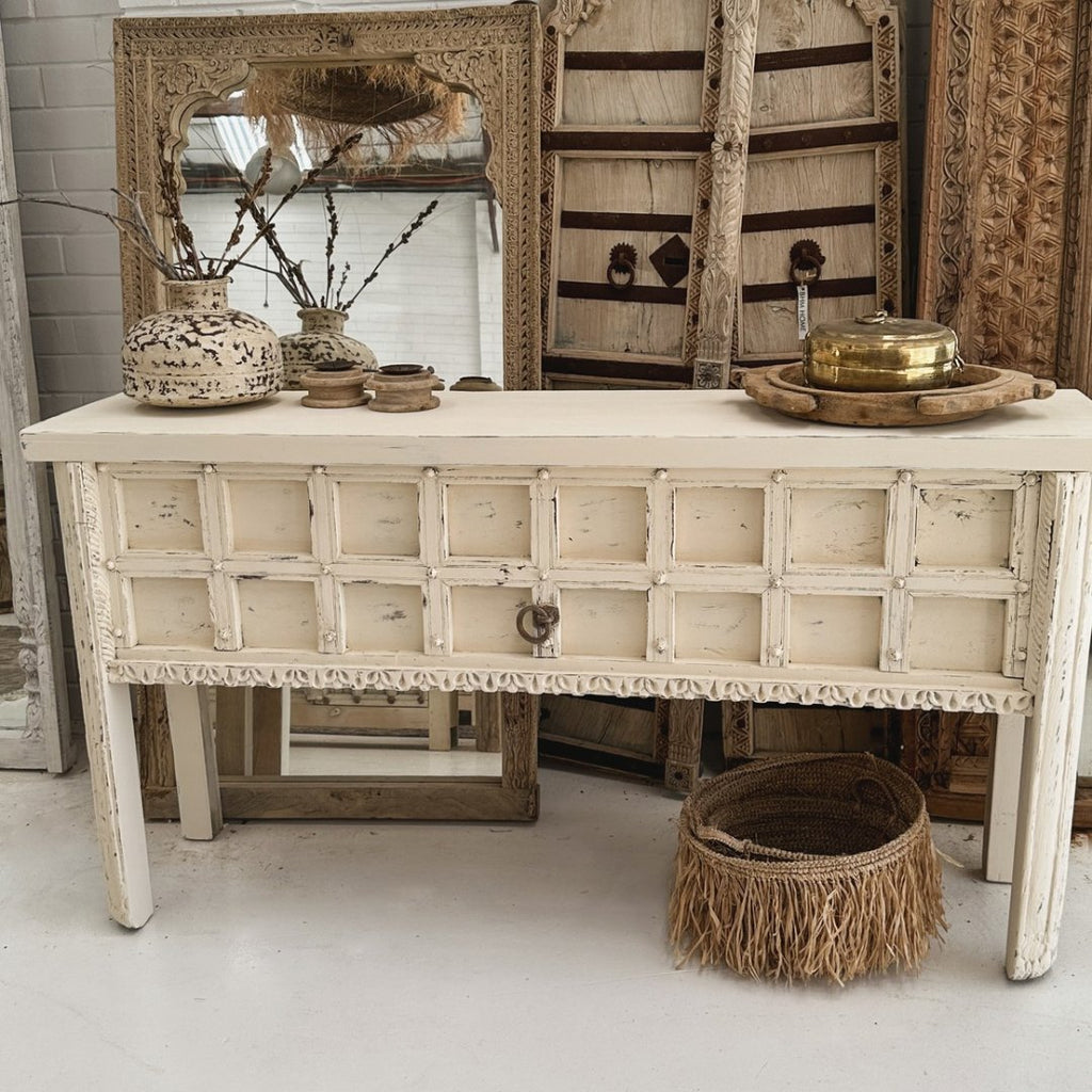 Wooden Chest Console | Whitewash - BHM Home