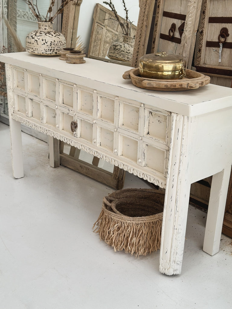 Wooden Chest Console | Whitewash - BHM Home