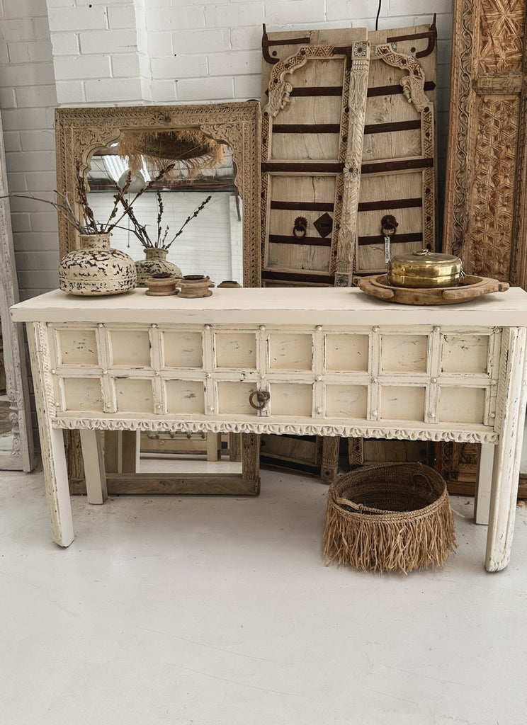 Wooden Chest Console | Whitewash - BHM Home